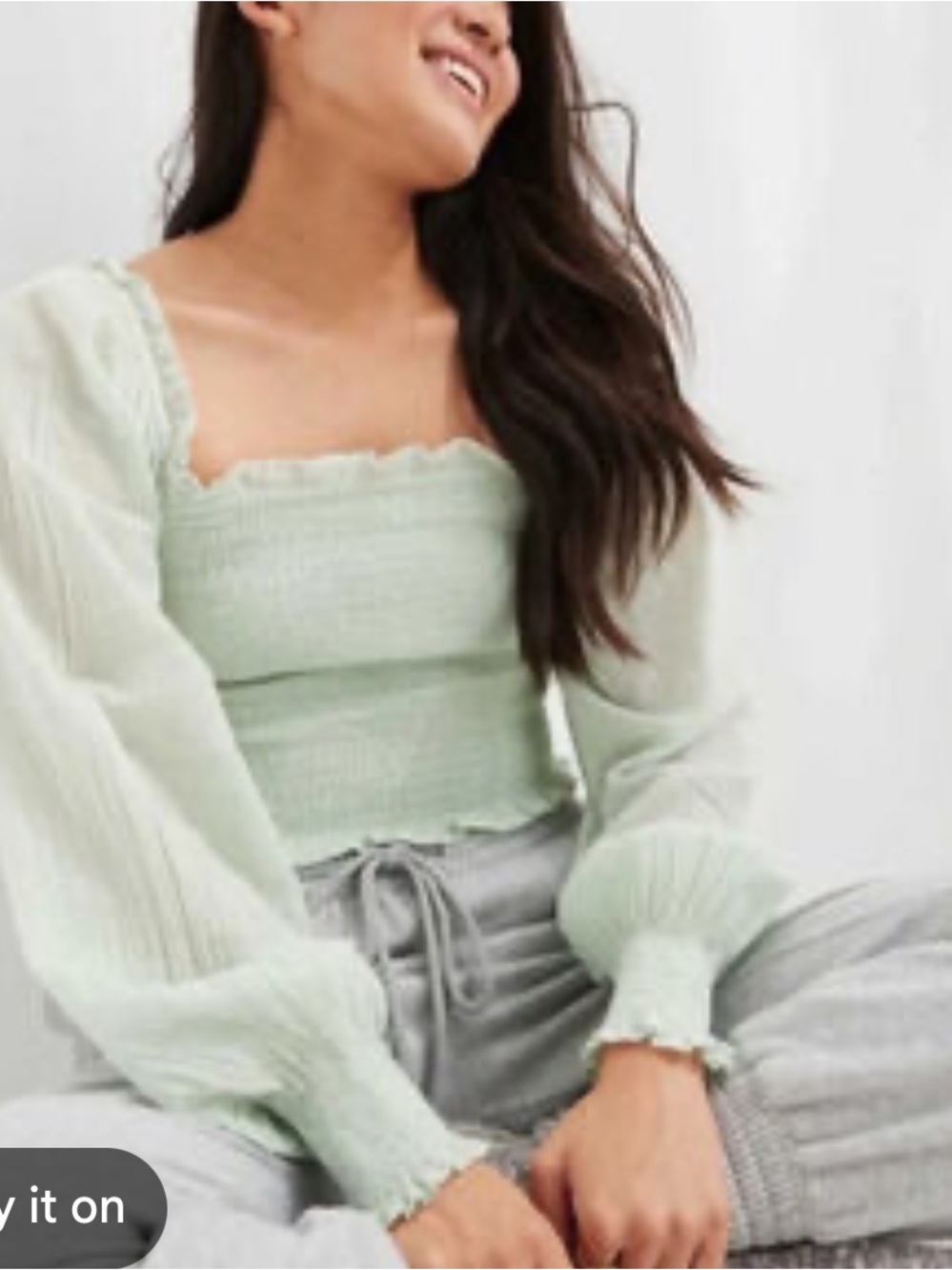 Aerie smocked puff sleeve top